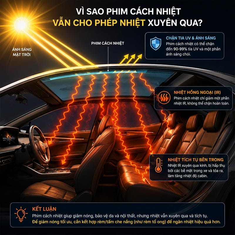 Dán phim cách nhiệt vẫn bị nóng đỉnh đầu