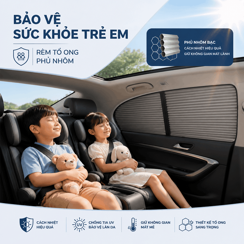 Rèm che nắng ô tô bảo vệ sức khỏe trẻ nhỏ