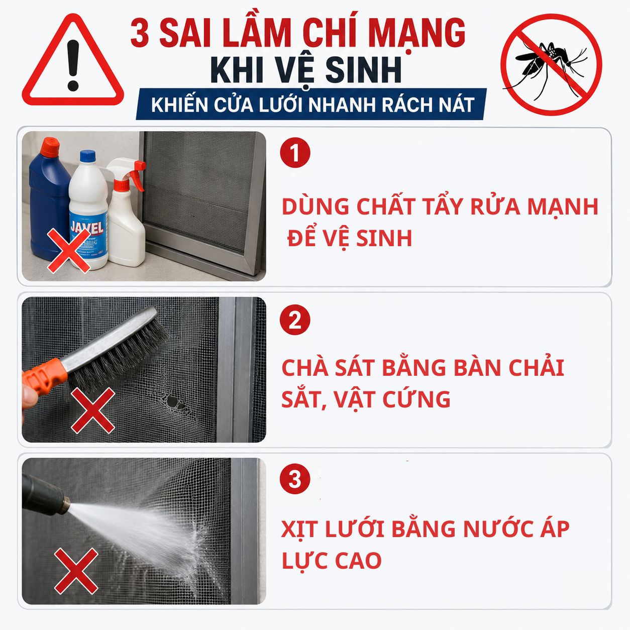 3 Sai lầm chí mạng khi vệ sinh cửa lưới chống muỗi 3 Sai lầm chí mạng khi vệ sinh cửa lưới chống muỗi