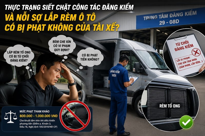 Thực trạng siết chặt công tác đăng kiểm và nỗi sợ lắp rèm ô tô có bị phạt không của tài xế